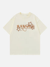 T-Shirt mit beflocktem Stern-Buchstaben
